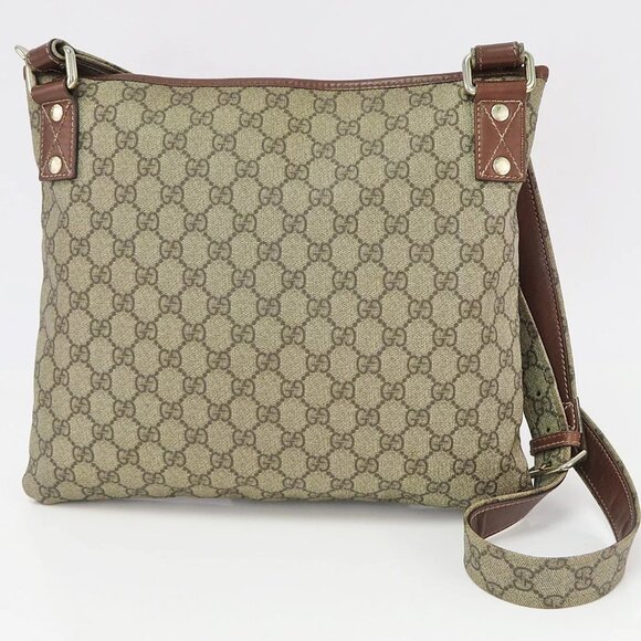 Auth GUCCI Brown GG PVC Canvas Sherry Shoulder Crossbody Bag - Picture 1 of 13